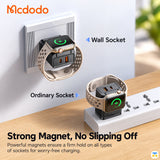 Strong Magnet, No Slipping Off - Mcdodo Gana Mage 2-in-1 Travel Charger with Built-in Apple Watch Charger