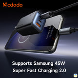 Supports Samsung 45W Super Fast Charging 2.0 - Mcdodo Gana Mini 67W Ultimate Mini GaN Charger - 2 USB-C 1 USB-A