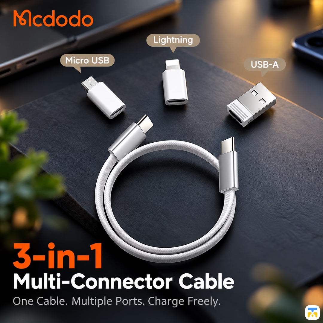 3-in-1
Multi-Connector Cable - Mcdodo GoKit Travel Charging Kit and Organizer Case