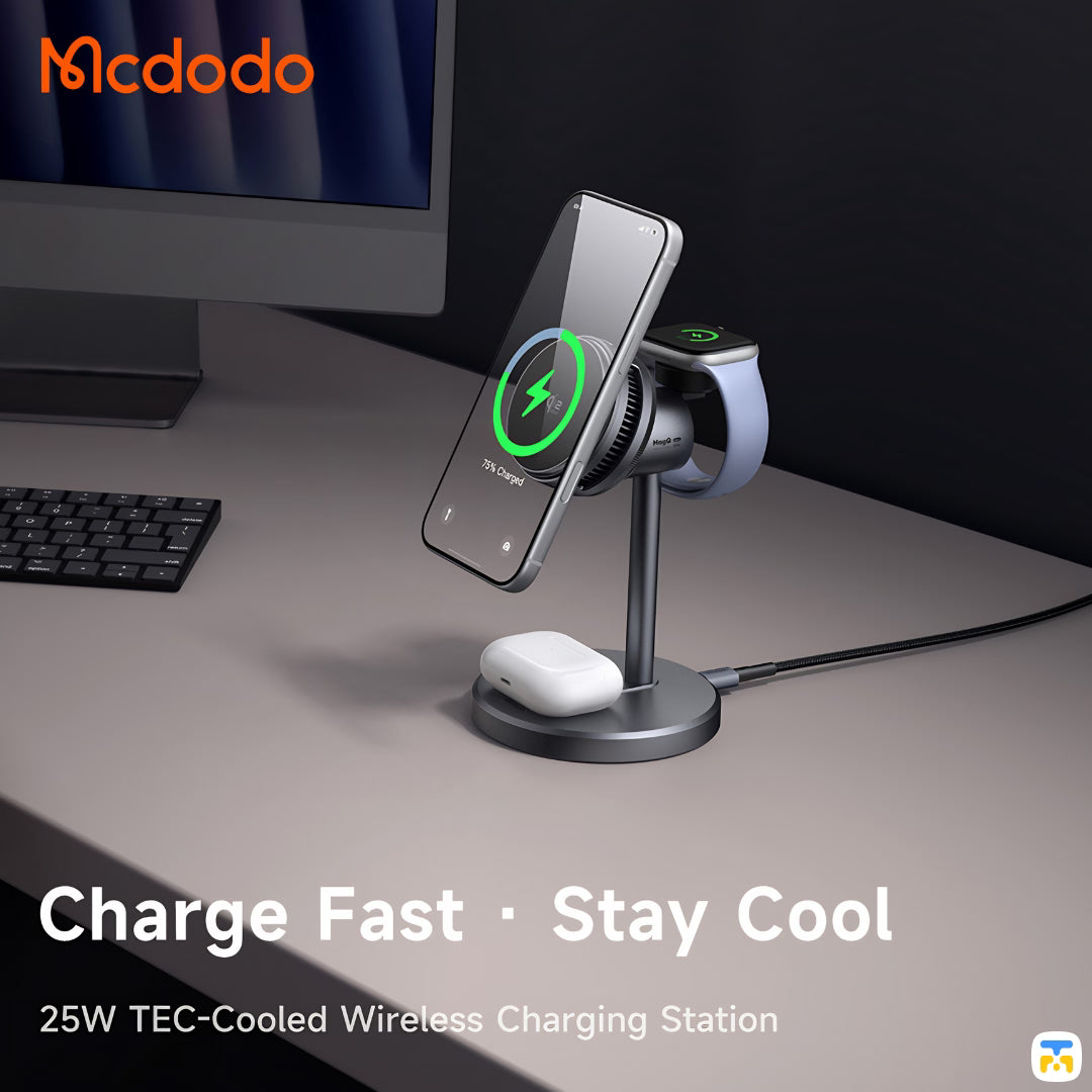 Mcdodo MagQ Ultra Qi2 25W TEC-Cooled 3in1 Wireless Charging Station