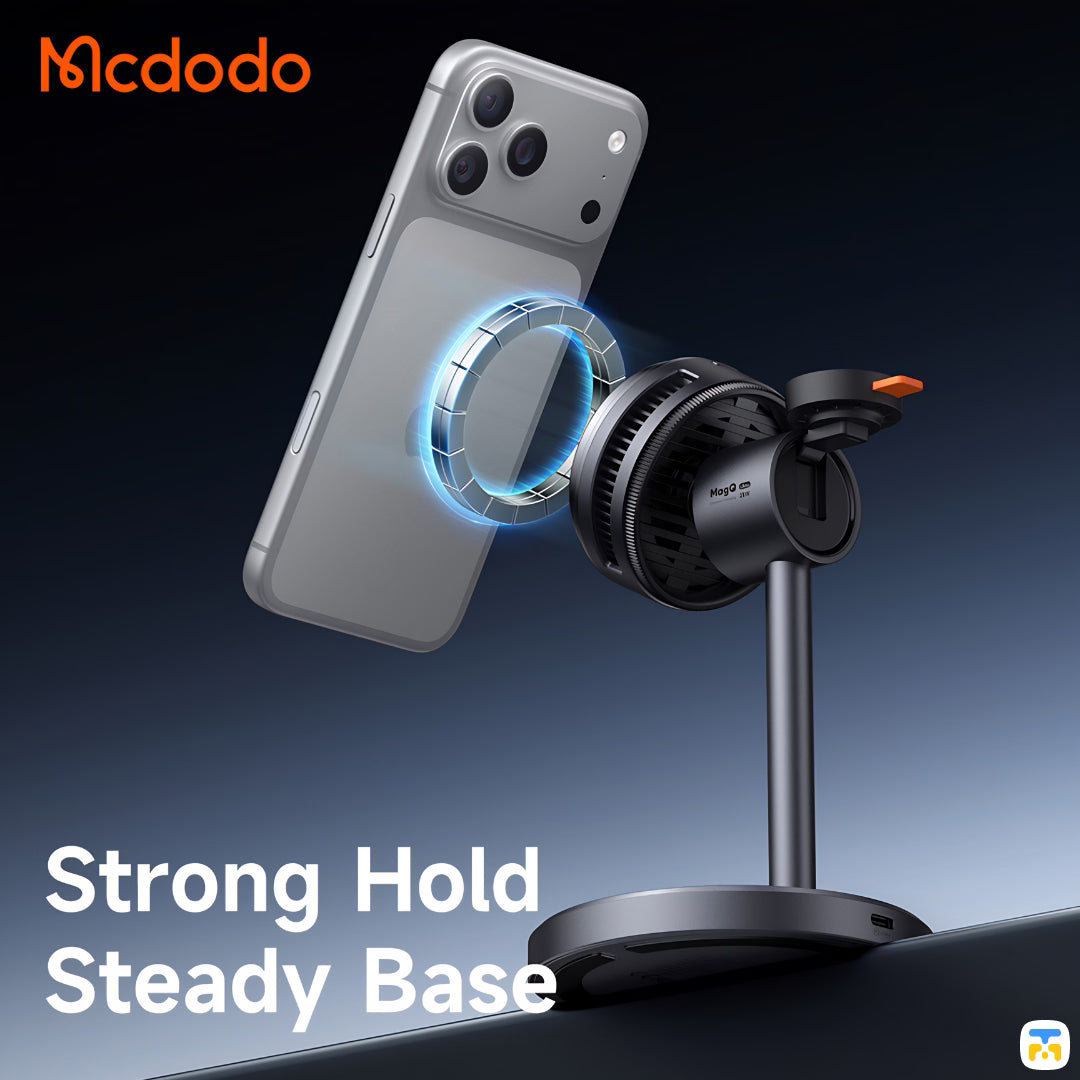 Strong Hold. Steady Base - Mcdodo MagQ Ultra Qi2 25W TEC-Cooled 3in1 Wireless Charging Station