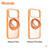 Mcdodo OBase for iPhone 17 Pro and Pro Max Orange - Magnetic 360° Ring Stand Case with Camera Button