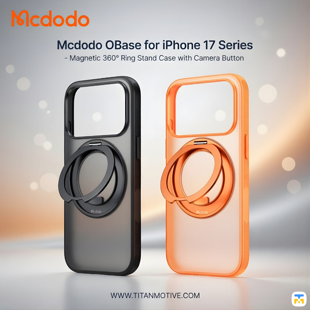 Mcdodo OBase for iPhone 17 Series - Magnetic 360° Ring Stand Case with Camera Button