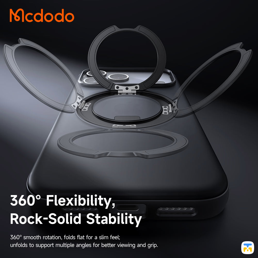 Mcdodo OBase for iPhone 17 Series - Magnetic 360° Ring Stand Case with Camera Button
