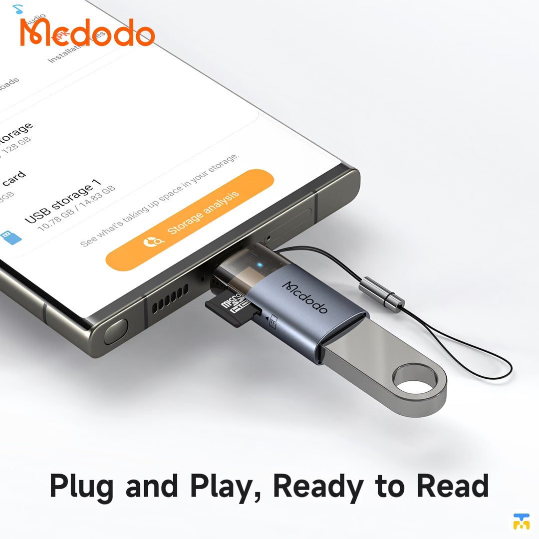 Plug and Play, Ready to Read - Mcdodo Port Luma 2-in-1 USB A to C Transfer Adapter with TF Card Reader