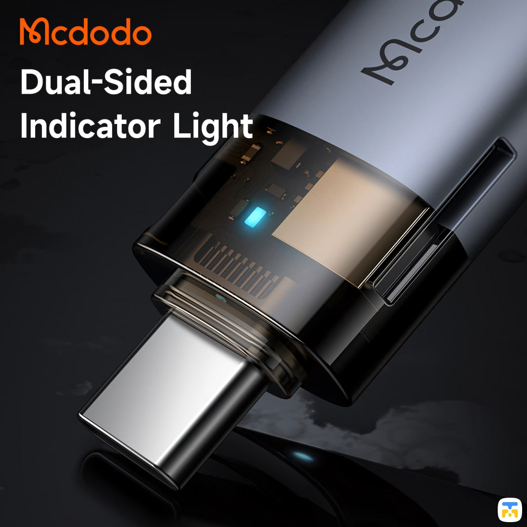 Dual-Sided Indicator Light - Mcdodo Port Luma 2-in-1 USB A to C Transfer Adapter with TF Card Reader