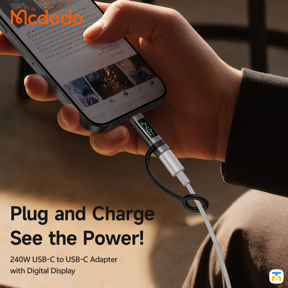 Mcdodo PortGo Vison 240W USB-C to USB-C Adapter Plug and Charge See the Power