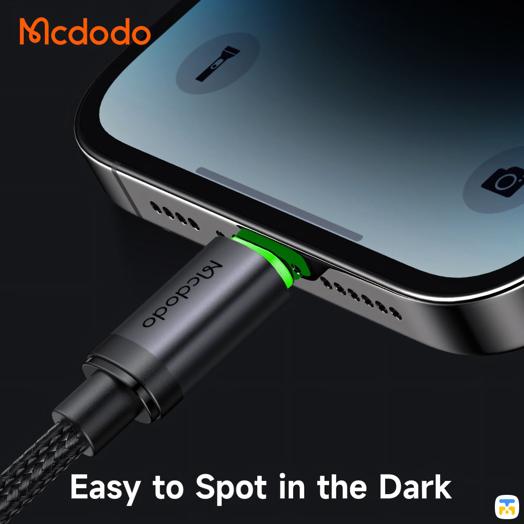 Easy to Spot in the Dark - Mcdodo USB-A to Lightning Cable with Charging Light - 60W - 1 Meter