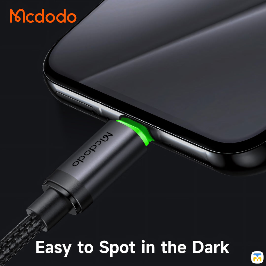 Easy to Spot in the Dark - Mcdodo USB-A to Micro USB Cable with Charging Light - 60W - 1 Meter