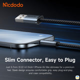 Slim Connector, Easy to Plug - McDodo USB-A to USB-C 6A Air Cable 1.8m