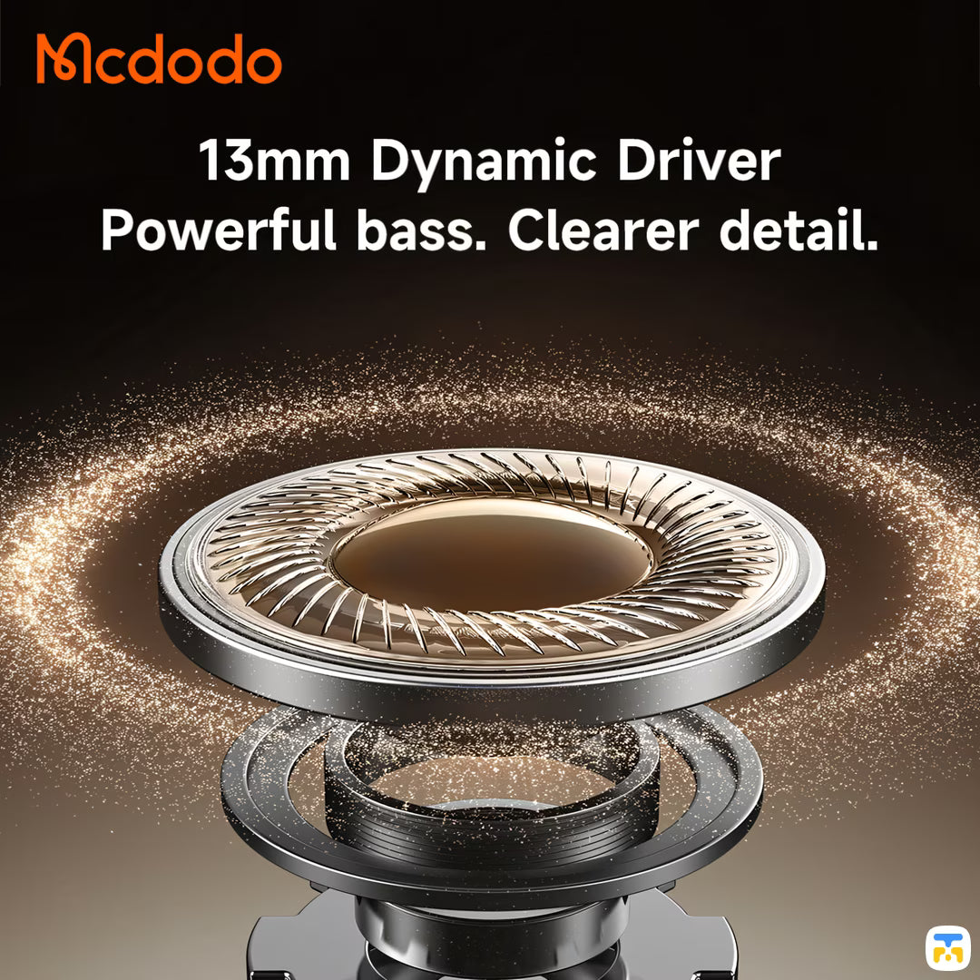 13mm Dynamic Driver
Powerful bass. Clearer detail - Mcdodo ZENO N6 ANC Wireless Earbuds with App Control