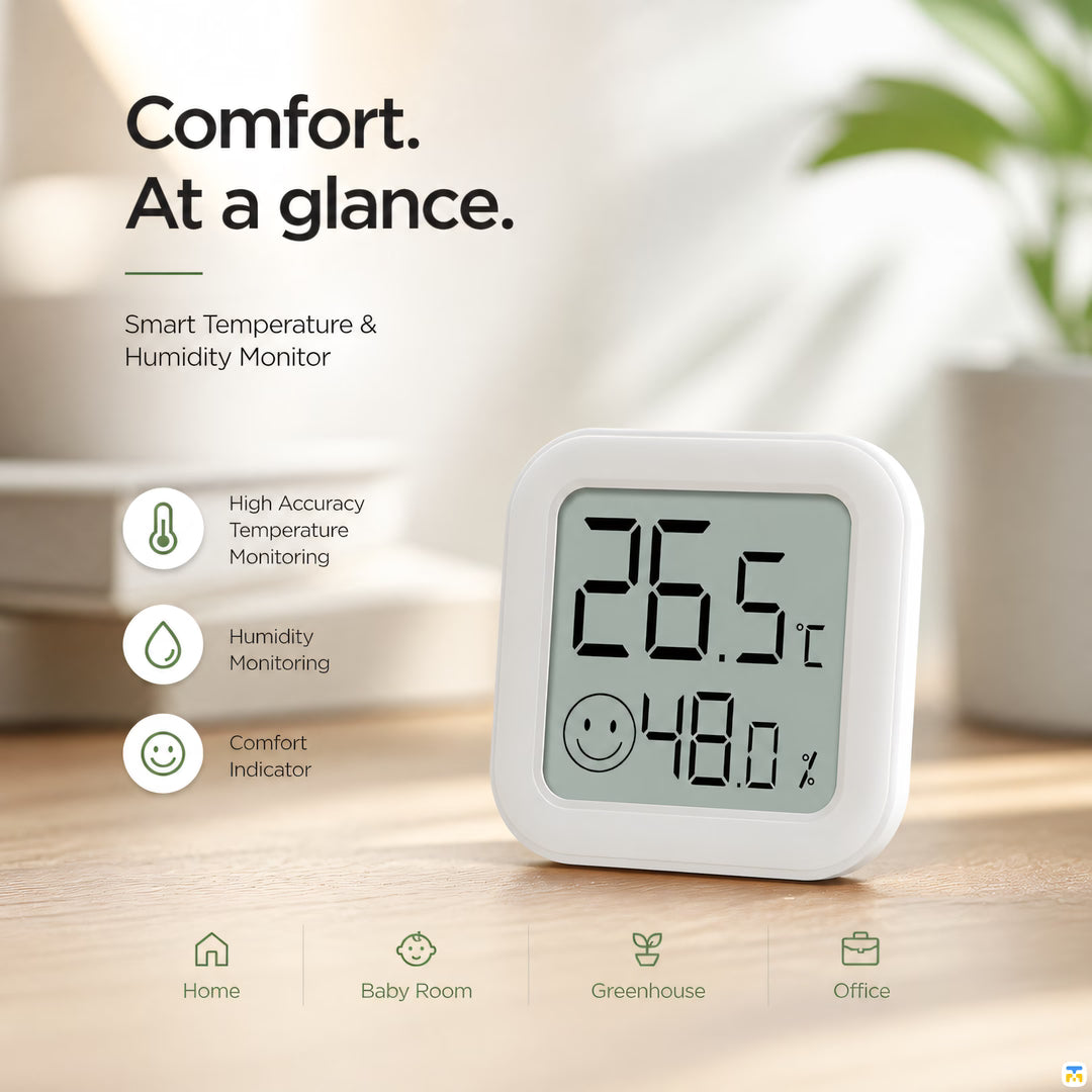 Mini Digital Hygrometer & Thermometer with Comfort Indicator