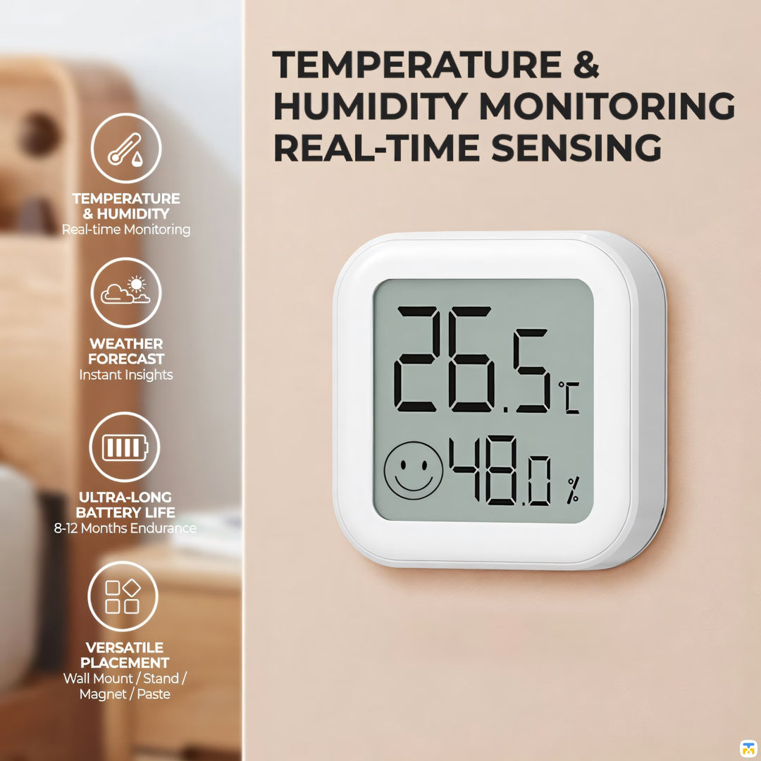TEMPERATURE & HUMIDITY MONITORING REAL-TIME SENSING- Mini Digital Hygrometer & Thermometer with Comfort Indicator