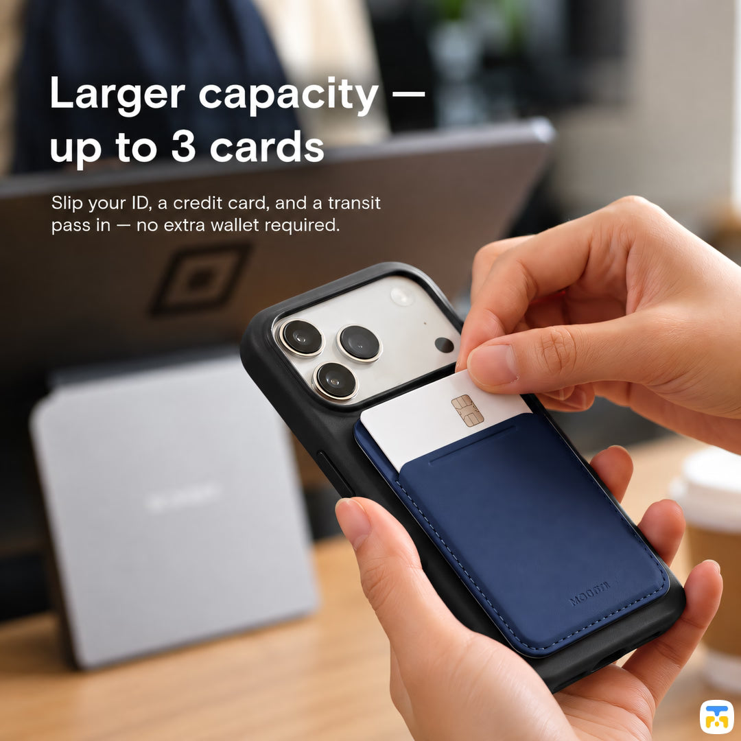 Larger capacity -
up to 3 cards - MOFT Snap Invisible Phone Tripod Wallet - MagSafe, 3-Card Storage