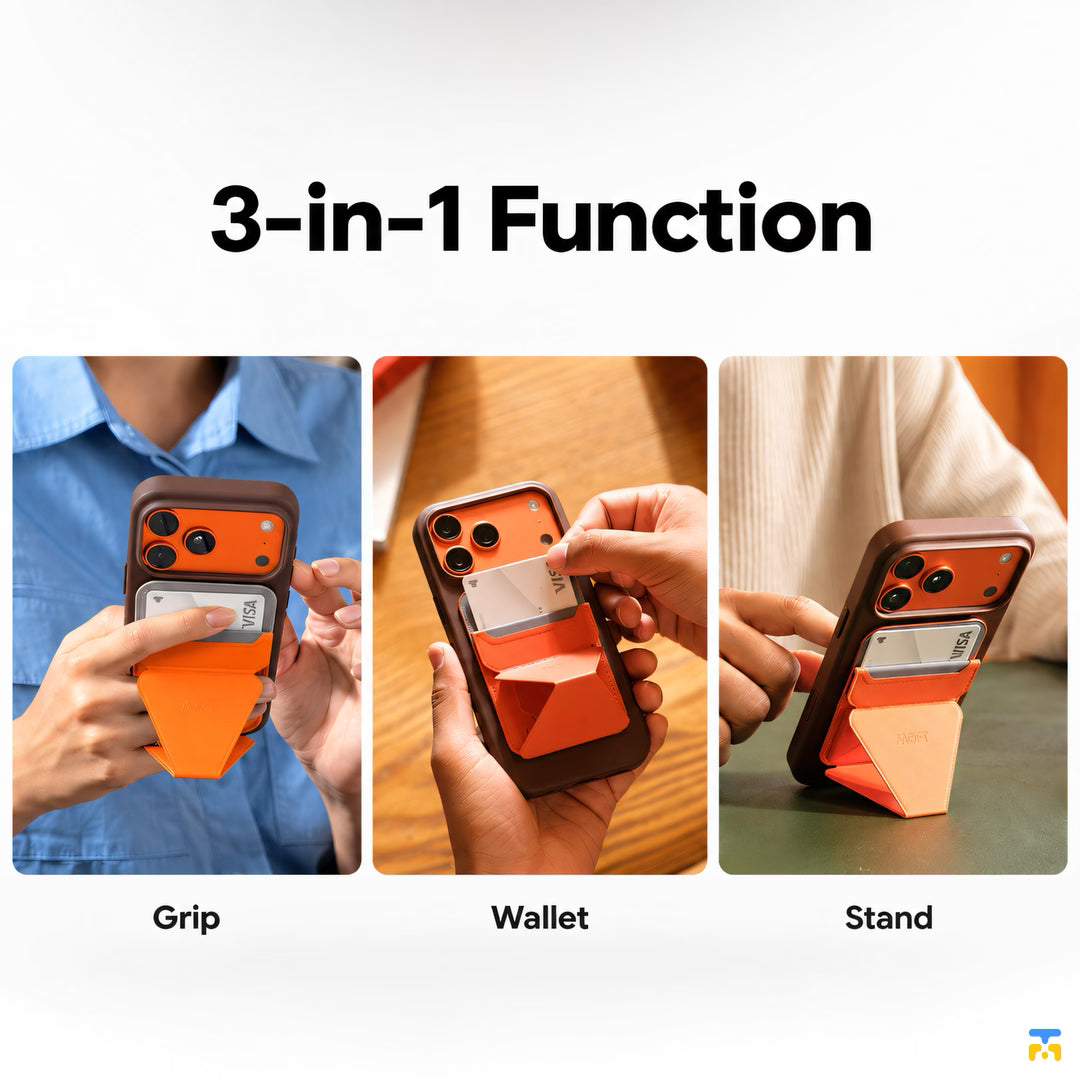 3-in-1 Function - MOFT Snap Phone Stand and Wallet - MagSafe, 3-Card Storage