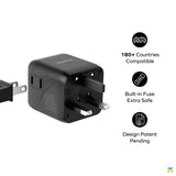 Dual AC Output.Universal Plug and Type-A Plug - Momax 1-World Universal Travel Charger with Dual AC