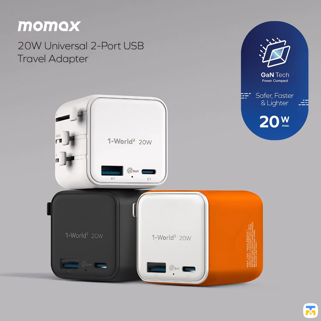 Momax 1-World² 20W Universal 2-Port USB Travel Adapter