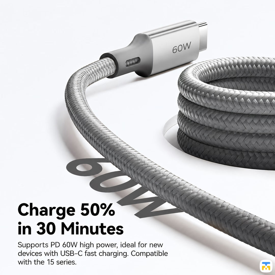 Charge 50% in 30 Minutes - Momax Mag.Link Magnetic USB-C to USB-C Cable 60W 1m