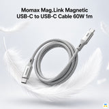 Momax Mag.Link Magnetic USB-C to USB-C Cable 60W 1m