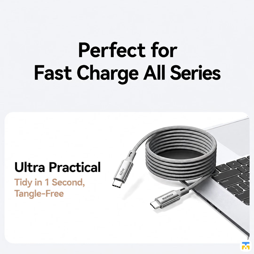 Perfect for Fast Charge All Series - Momax Mag.Link Magnetic USB-C to USB-C Cable 60W 1m