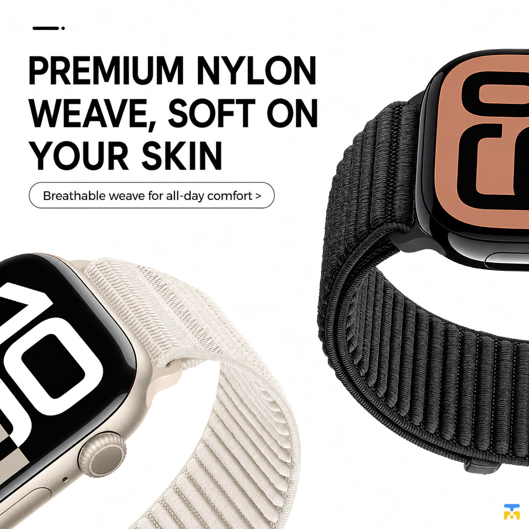 PREMIUM NYLON
WEAVE, SOFT ON
YOUR SKIN - Mountainous Apple Watch Strap for 38-49mm