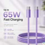 Up to 65W Fast Charging - MUTURAL Metallic 65W USB-C Charging Data Cable - 1 Meter