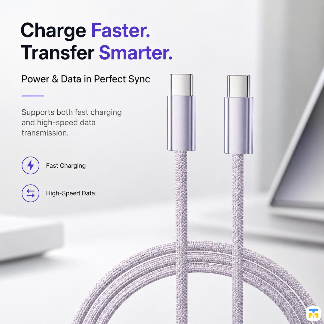 Charge Faster Transfer Smarter - MUTURAL Metallic 65W USB-C Charging Data Cable - 1 Meter