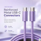 Reinforced Metal USB-C Connectors - MUTURAL Metallic 65W USB-C Charging Data Cable - 1 Meter
