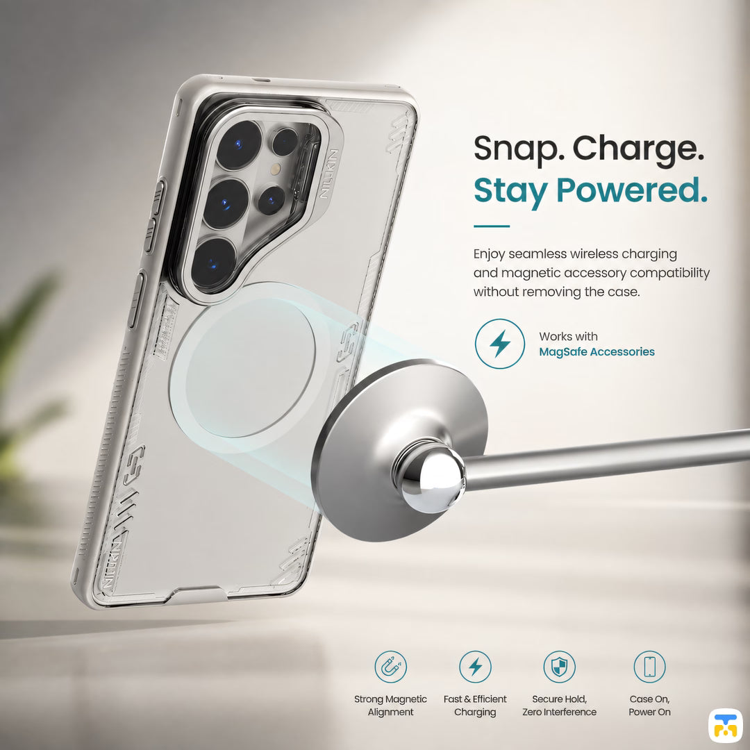 Snap. Charge.
Stay Powered. - NILLKIN for S26 Series Iceblade Magnetic Case with Camera Cover