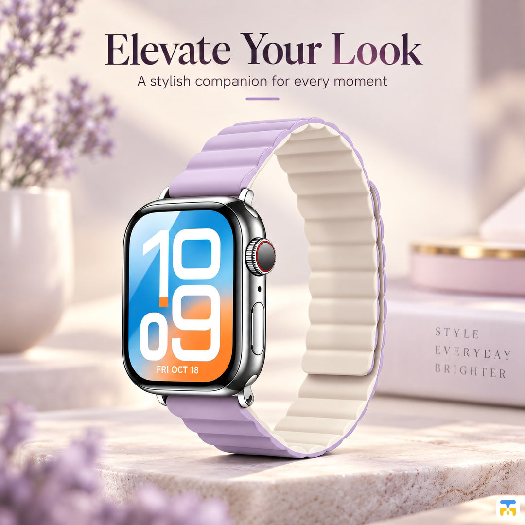 Elevate Your Look - NOVAMAG Wavy Slim Reversible Magnetic Silicone Strap for Apple Watch