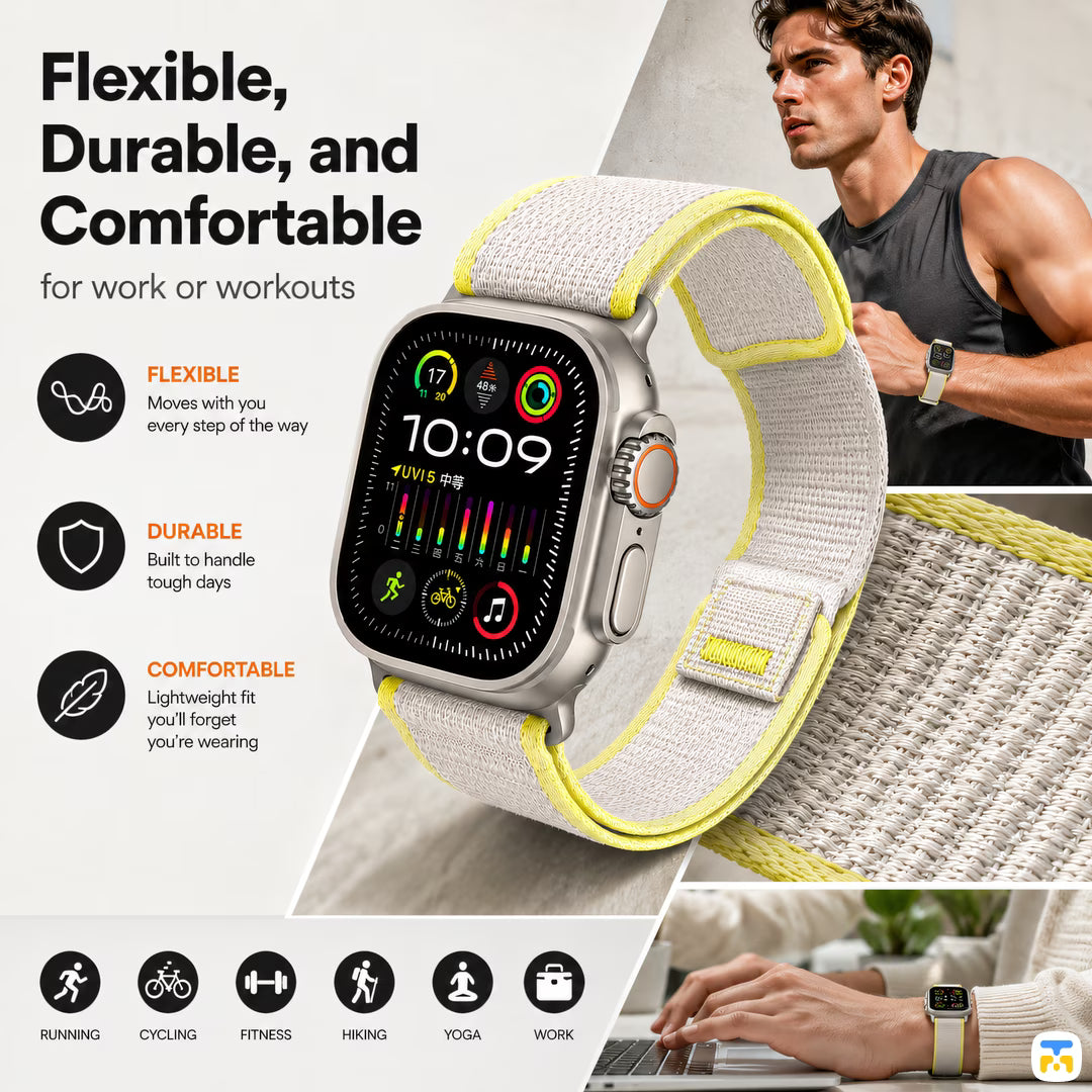 Flexible, Durable, and Comfortable - Nylon Braided Loop Apple Watch Strap for 38-49mm