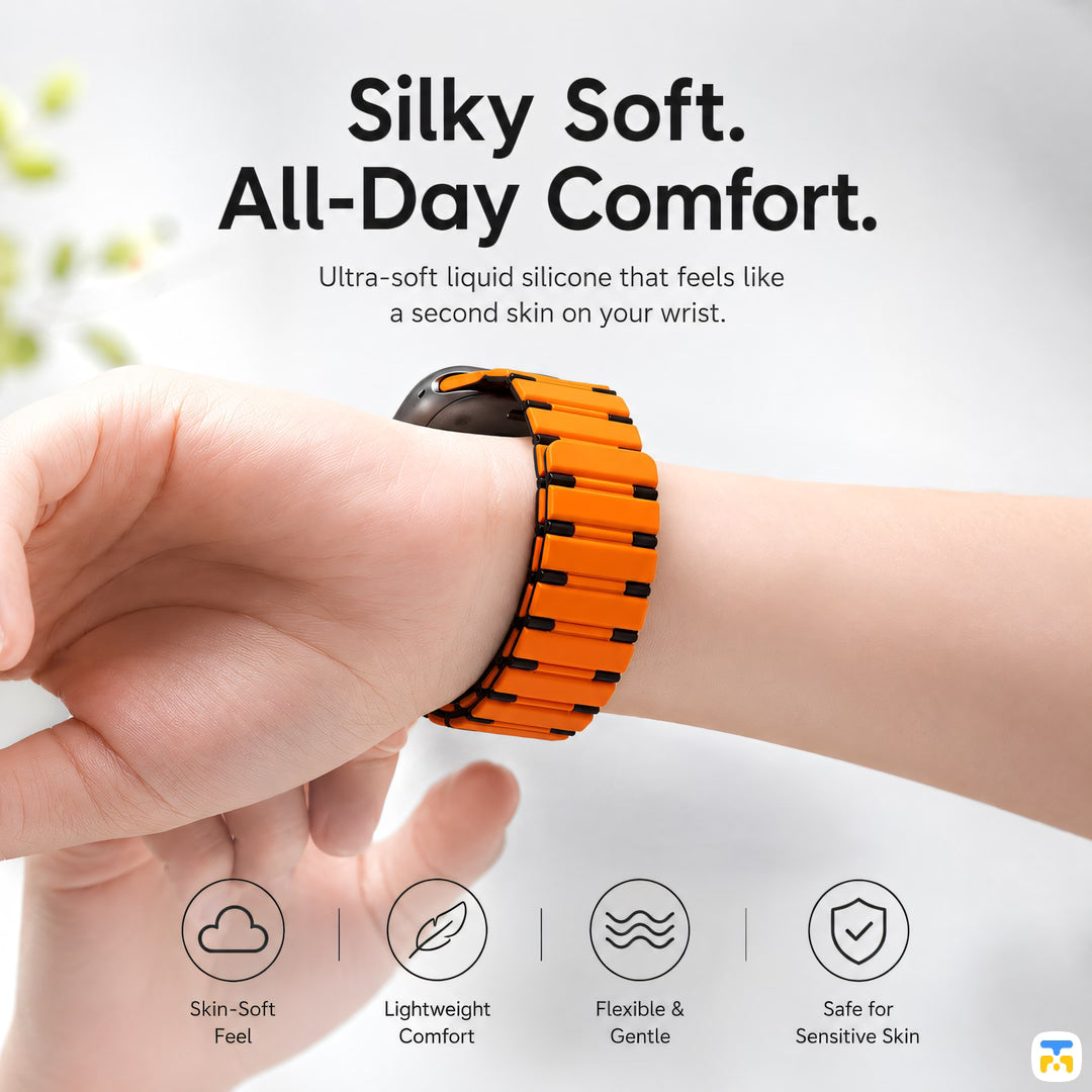 Silky Soft.
All-Day Comfort - Omega Dual-Color Magnetic Silicone Apple Watch Strap for 38-49mm