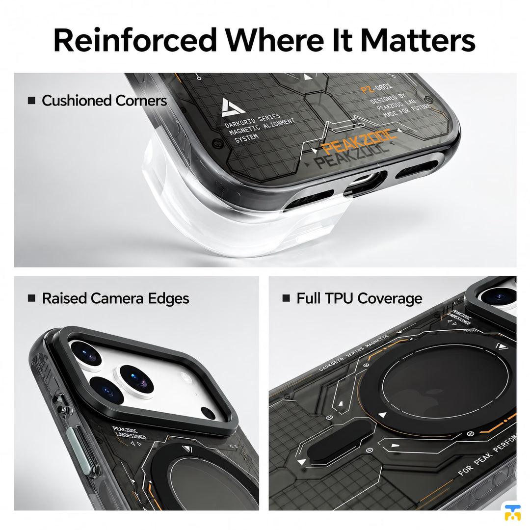 Reinforced Where It Matters - PEAKZOOC DarkGrid MagSafe Case