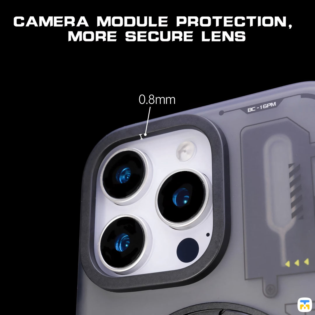 CAMERA MODULE PROTECTION, MORE SECURE LENS - PEAKZOOC for iPhone 16 Series Cyber Butler Case with Card Storage