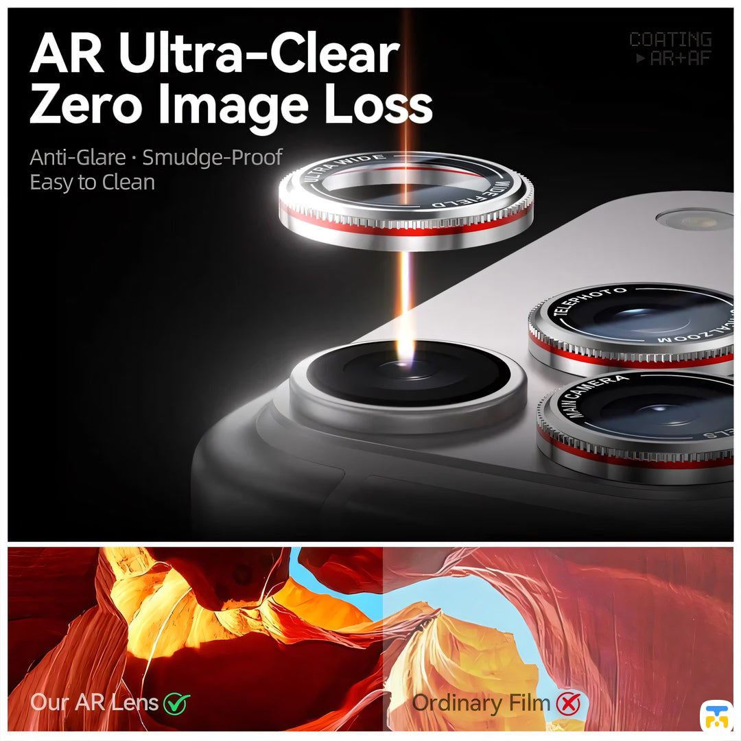 AR Ultra-Clear Zero Image Loss - PEAKZOOC PRISM Lens Armor Film for iPhone 15/16/17 Pro & Pro Ma