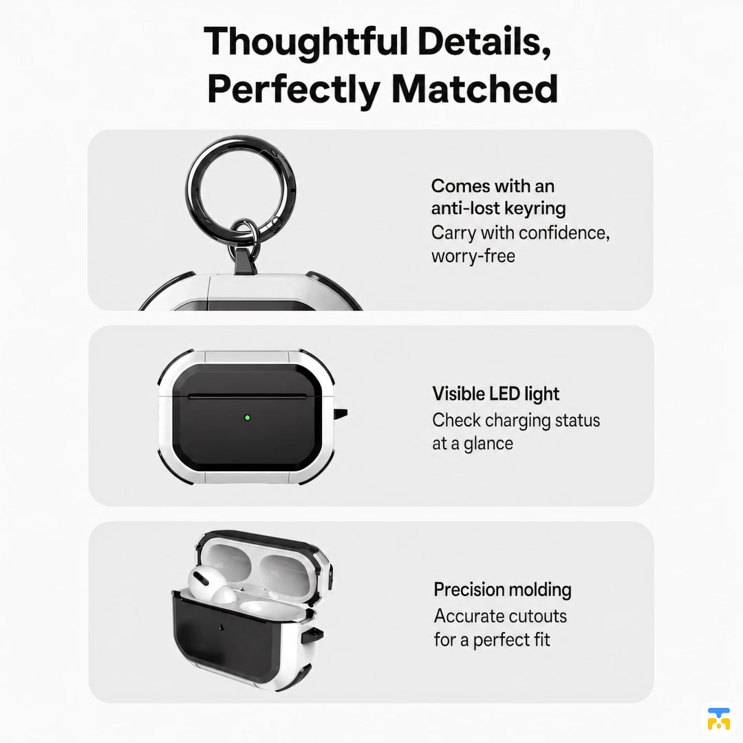 Thoughtful Details, Perfectly Matched - PISEN Four-corner Drop Protection Case for AirPods