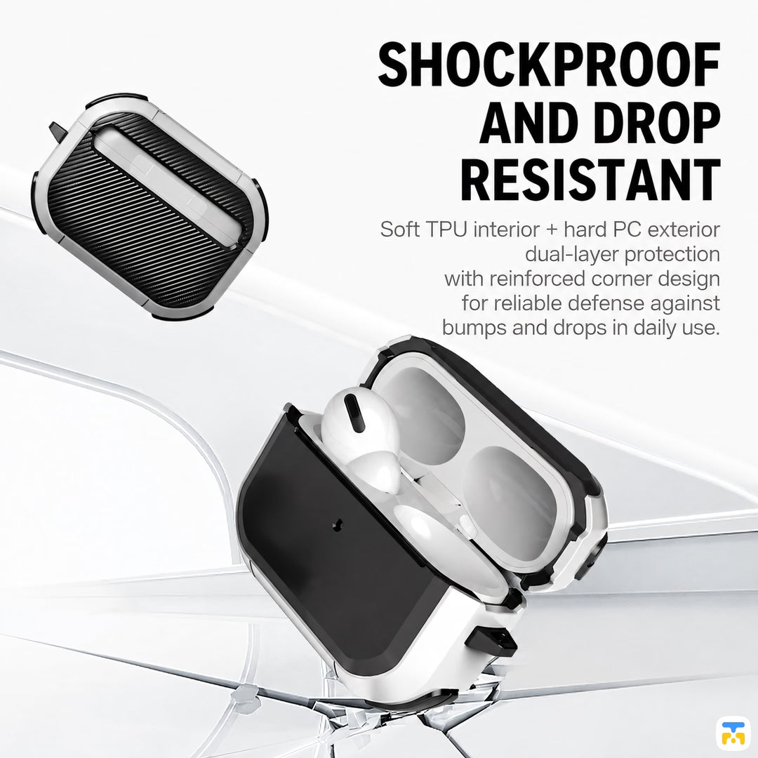 SHOCKPROOF AND DROP RESISTANT - PISEN Four-corner Drop Protection Case for AirPods