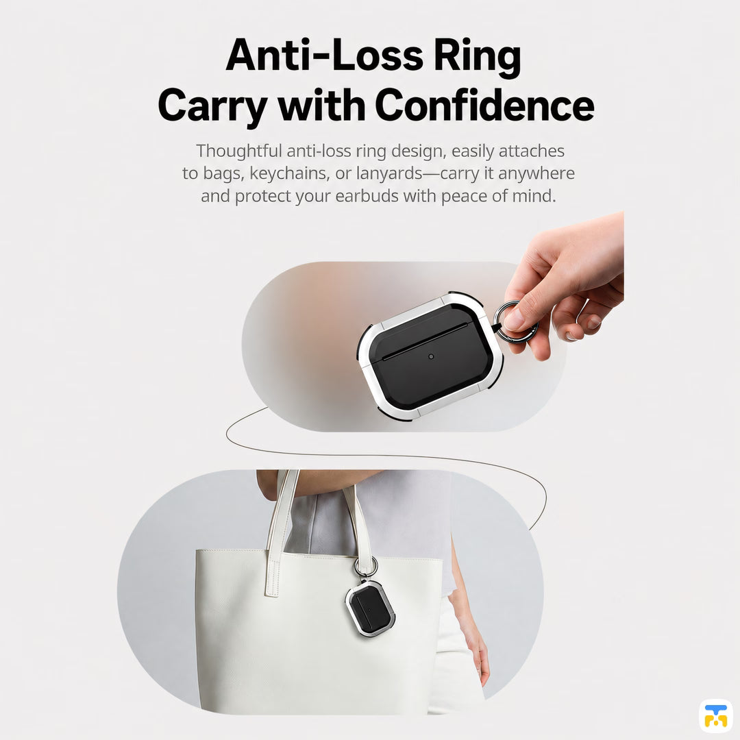 Anti-Loss Ring Carry with Confidence - PISEN Four-corner Drop Protection Case for AirPods