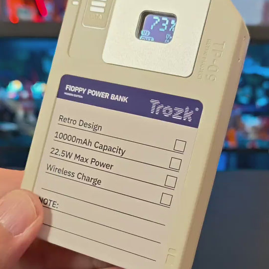TROZK 10000mAh 22.5W Wireless Floppy Power Bank with 64GB Storage