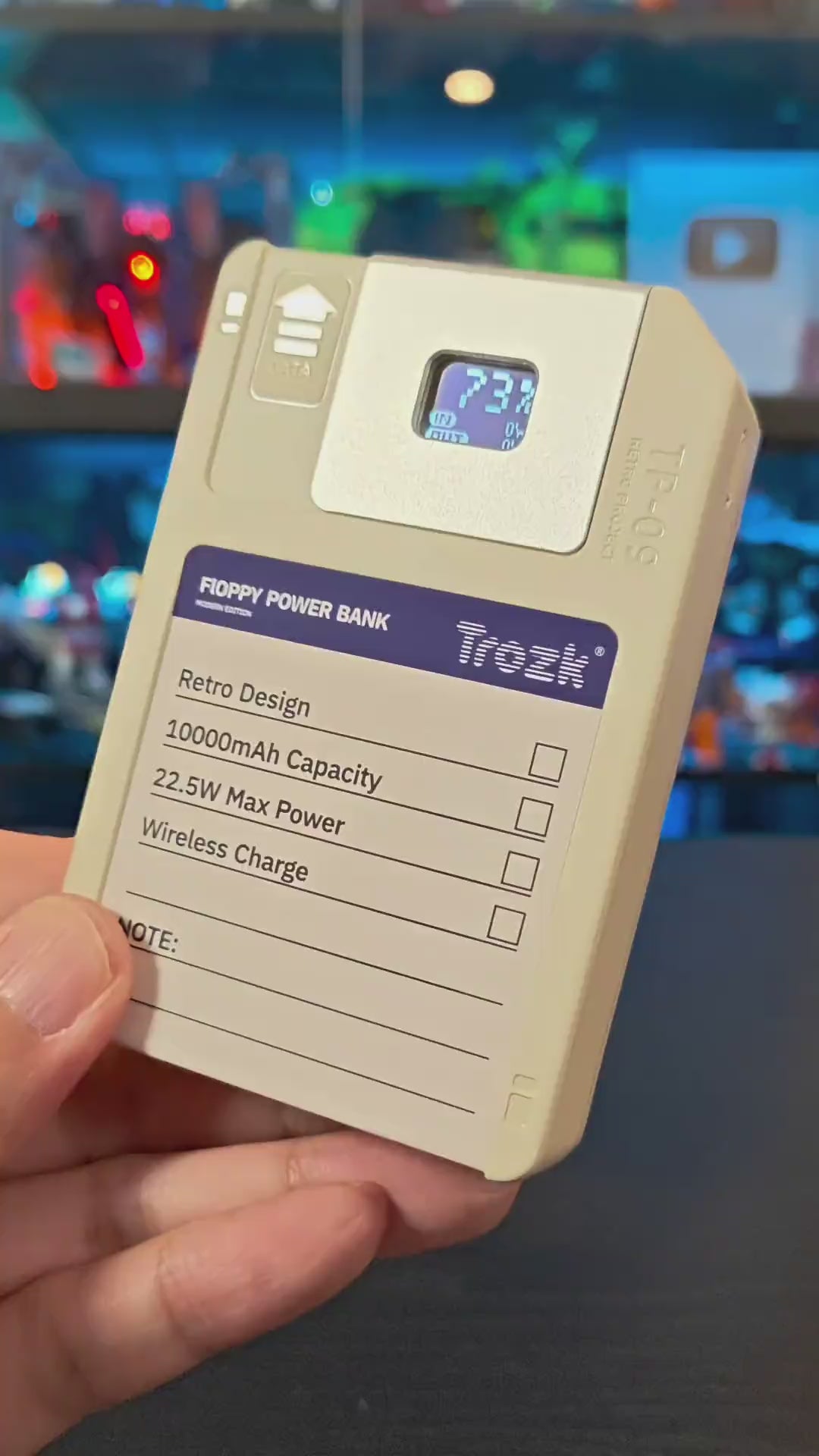 TROZK 10000mAh 22.5W Wireless Floppy Power Bank with 64GB Storage