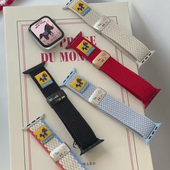 Black Horse Braided Nylon Magnetic Apple Watch Strap for 38-49mm