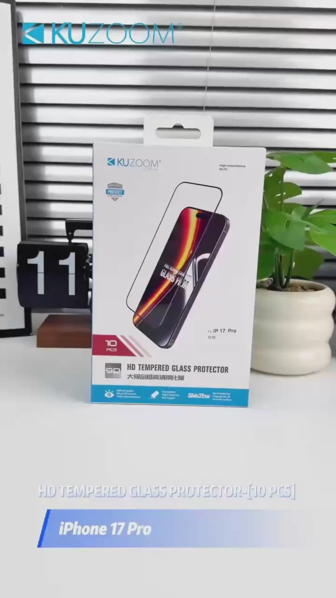 KUZOOM for iPhone 16 & 17 Series HD Tempered Glass Protector