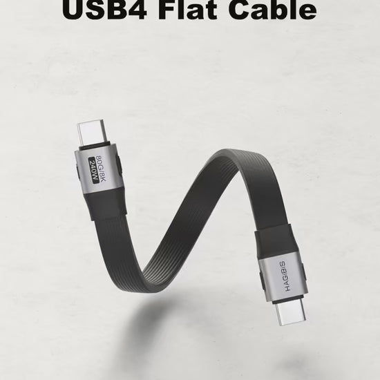 HAGiBiS 240W 80Gbps 8K Flat USB4 Cable - 0.1m