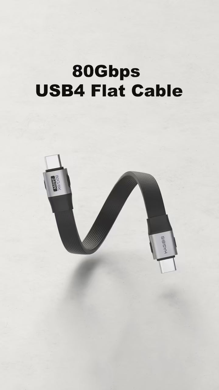 HAGiBiS 240W 80Gbps 8K Flat USB4 Cable - 0.1m