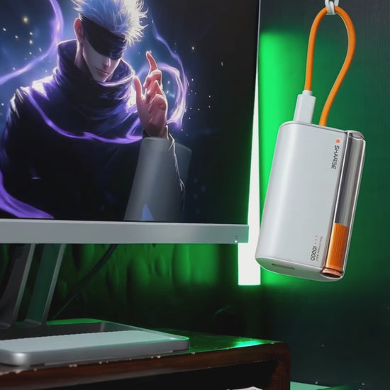 SHARGE Flow 3 Power Bank - 10000 mAh, 45W, Built-in Cable