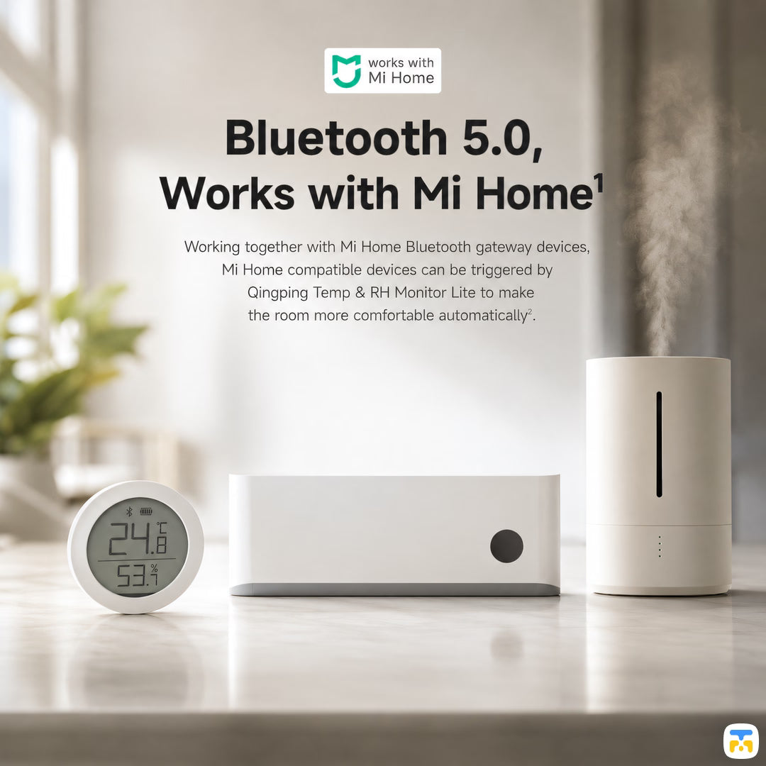 Bluetooth 5.0, Works with Mi Home - Qingping Temperature & Relative Humidity Monitor Lite - Works with Mi Home