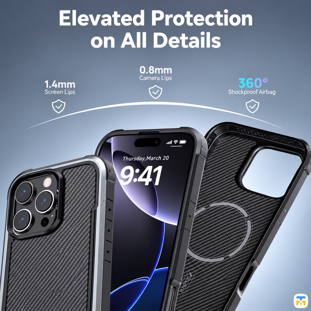 Elevated Protection
on All Details - RAPTIC Aramid Apex MagSafe Case for iPhone 16 Series