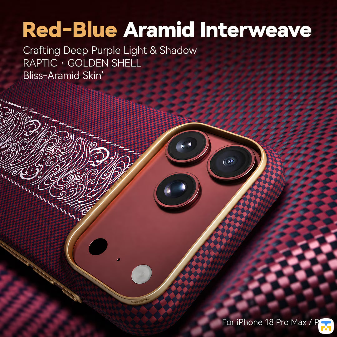 Red-Blue Aramid Interweave - RAPTIC Bliss Aramid Skin MagSafe Case for iPhone 17/18 Series