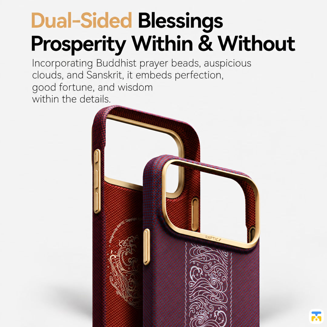 Dual-Sided Blessings
Prosperity Within & Without - RAPTIC Bliss Aramid Skin MagSafe Case for iPhone 17/18 Series