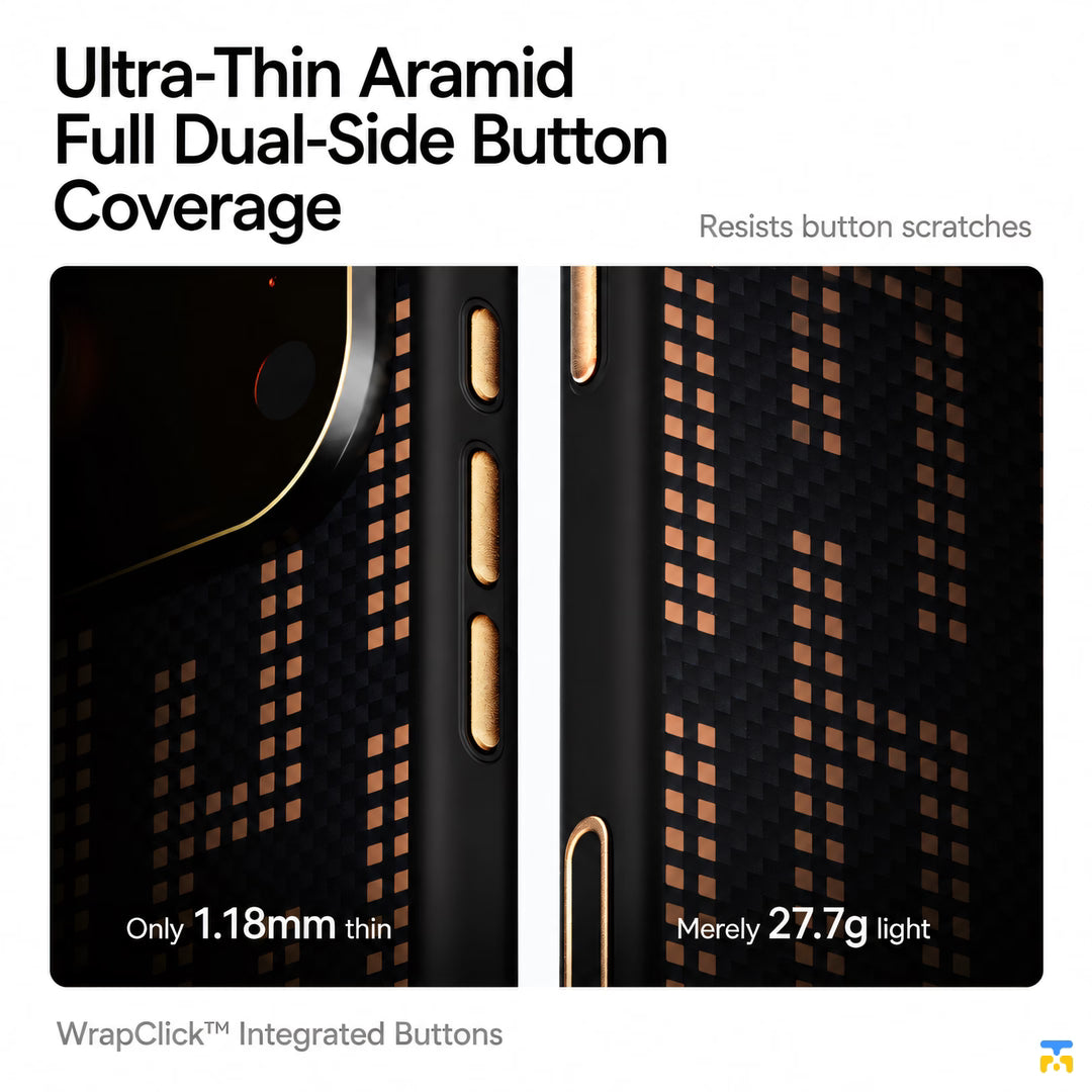 Ultra-Thin Aramid
Full Dual-Side Button
Coverage - RAPTIC for iPhone 17 Series Aramid Dual Grid MagSafe Case